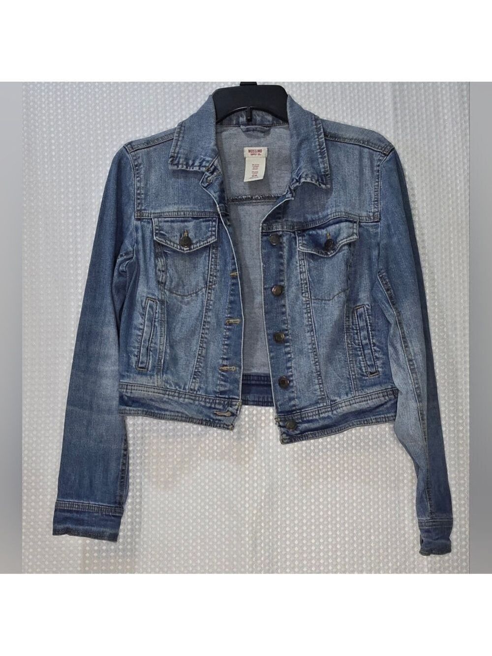 Mossimo Cropped Trucker Jacket Classic Blue Jean Jacket Casual Layering - Picture 14 of 14